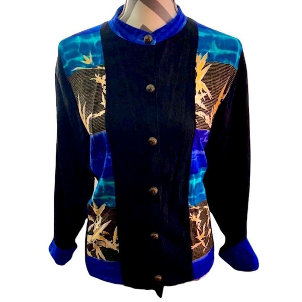 Long Sleeve Button Down Print Blouse - image 1